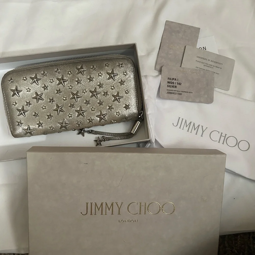 Jimmy Choo Authentic Washed Metallic Deerskin With COA/ Dust Bag/ Box
